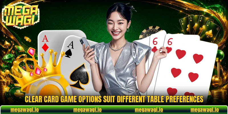 Clear card game options suit different table preferences Clear card game options suit different table preferences