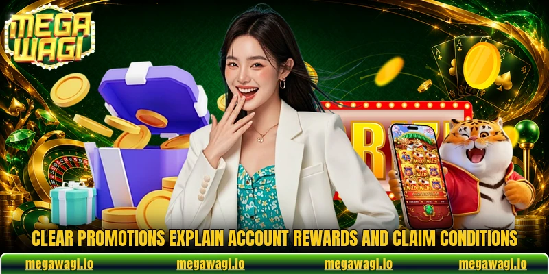 Clear promotions explain account rewards and claim conditions