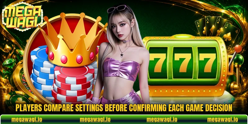 Players compare settings before confirming each game decision Players compare settings before confirming each game decision