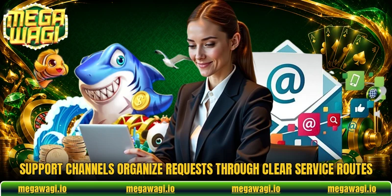 Support channels organize requests through clear service routes